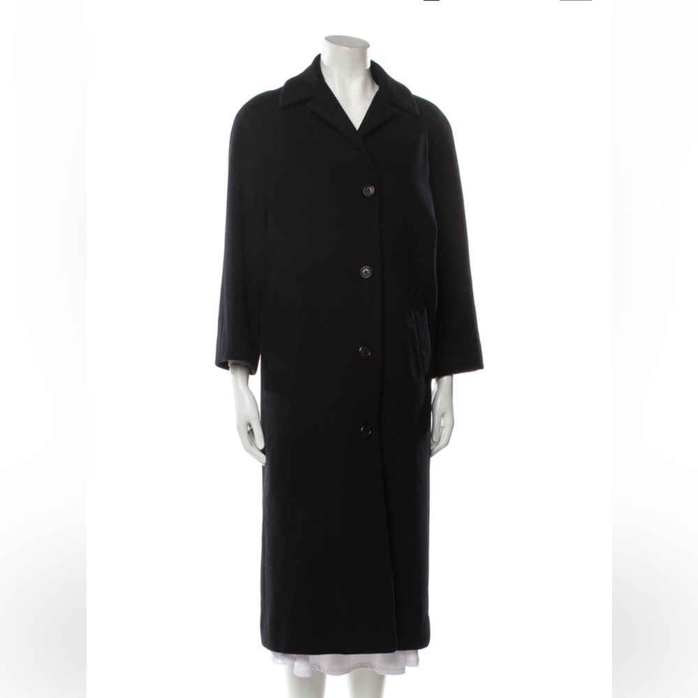 Burberry Long Cashmere Wool Black Pea Coat Women’s Classic Great Condition
